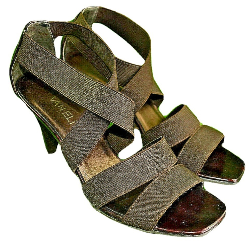 VanEli Tara Women's Size 7.5 M Brown Strappy Heeled Open Toe‎ Sandals W/Box